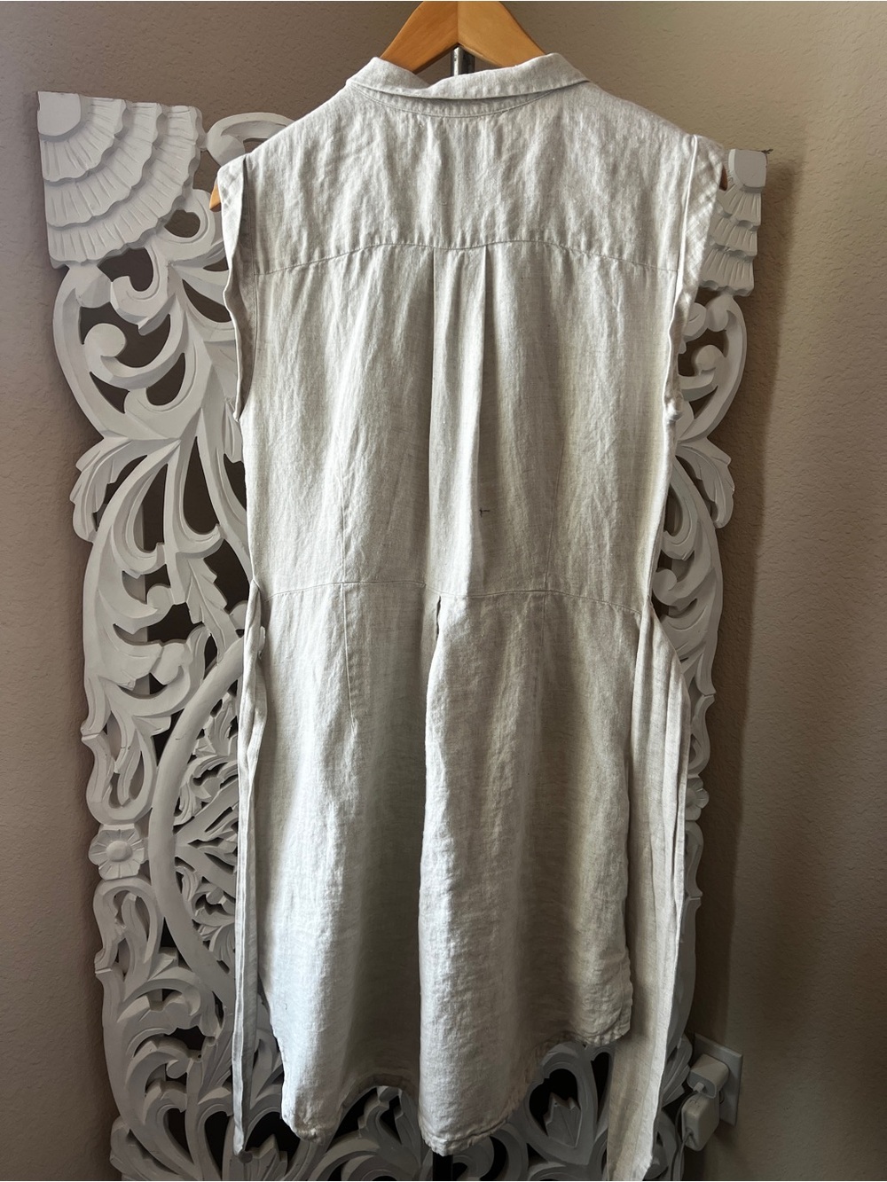 Sleeveless Linen Wrap Vest in Light Beige size 6 - Picture 3 of 11